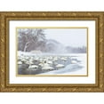 thumbnail image 1 of Goff, Ellen 14x11 Gold Ornate Wood Framed with Double Matting Museum Art Print Titled - Japan-Hokkaido A group of whooper swans congregate in the mist, 1 of 4