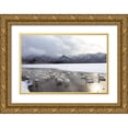 thumbnail image 1 of Goff, Ellen 14x11 Gold Ornate Wood Framed with Double Matting Museum Art Print Titled - Japan-Hokkaido A group of whooper swans congregate in the mist, 1 of 4