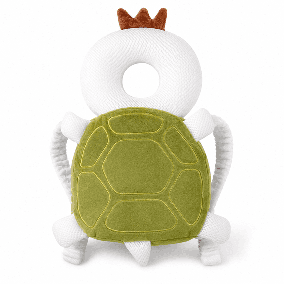 Gofinoday Baby Head Cushion Backpack, Adjustable Plush Toddler Walking Cushion, Soft Cartoon Turtle Design