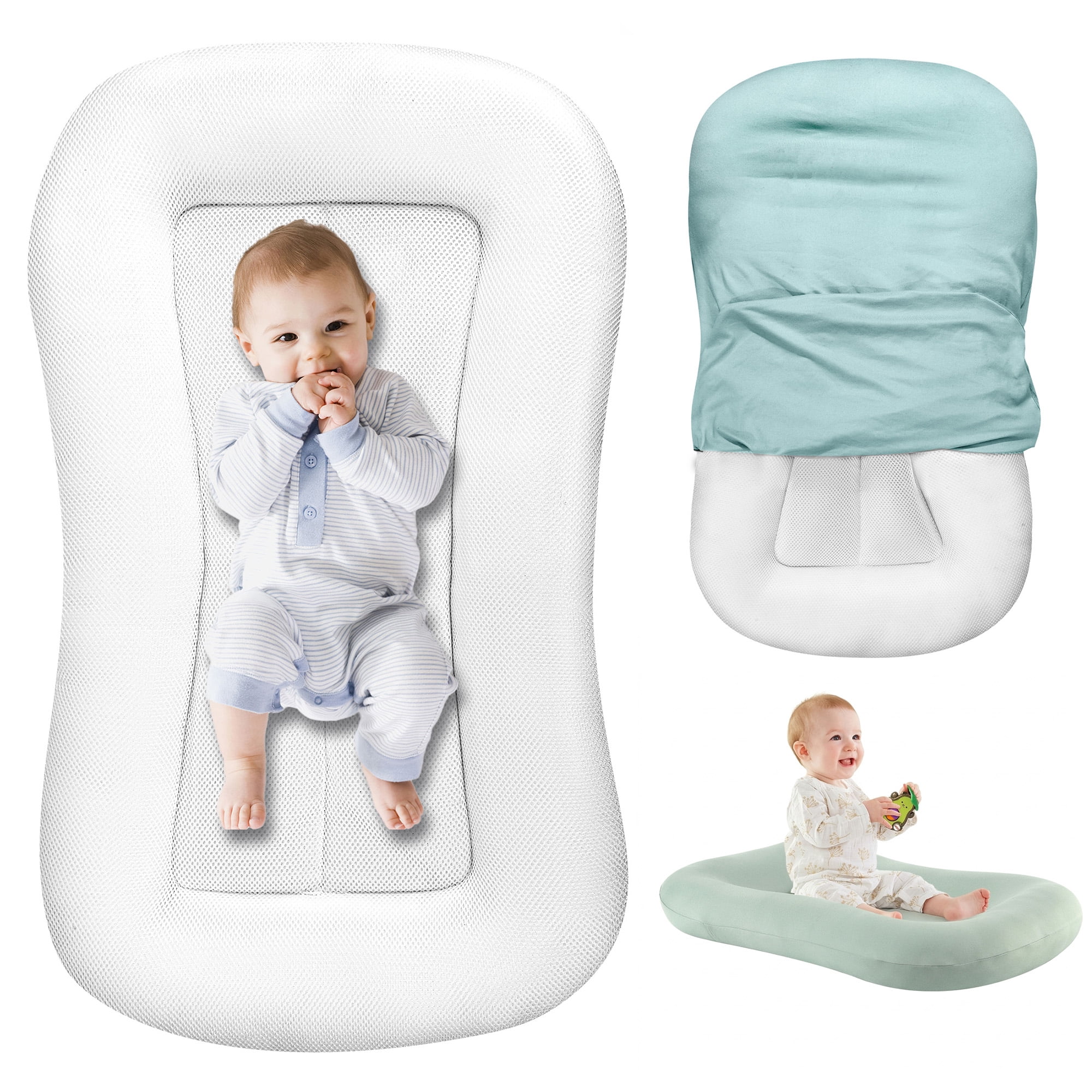 Gofinoday Baby Lounger for Newborn, Infant Lounger 0-12 Months - Ergonomic Cotton Baby Nest with Tummy Time Support, Portable Floor Seat, Newborn Essentials Gift