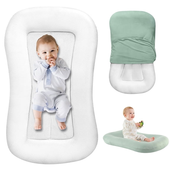 Gofinoday Baby Lounger Pillow for Newborn 0-12 Months, Portable Infant Nest with Removable Cover, Soft & Breathable Lounger for Baby Boys and Girls