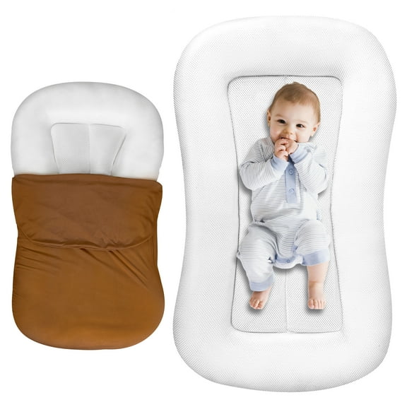 Gofinoday Baby Lounger for Newborn 0-24M+,Portable Infant Support Pad for Tummy Time and Diaper Changes, Detachable Breathable Cotton Pad