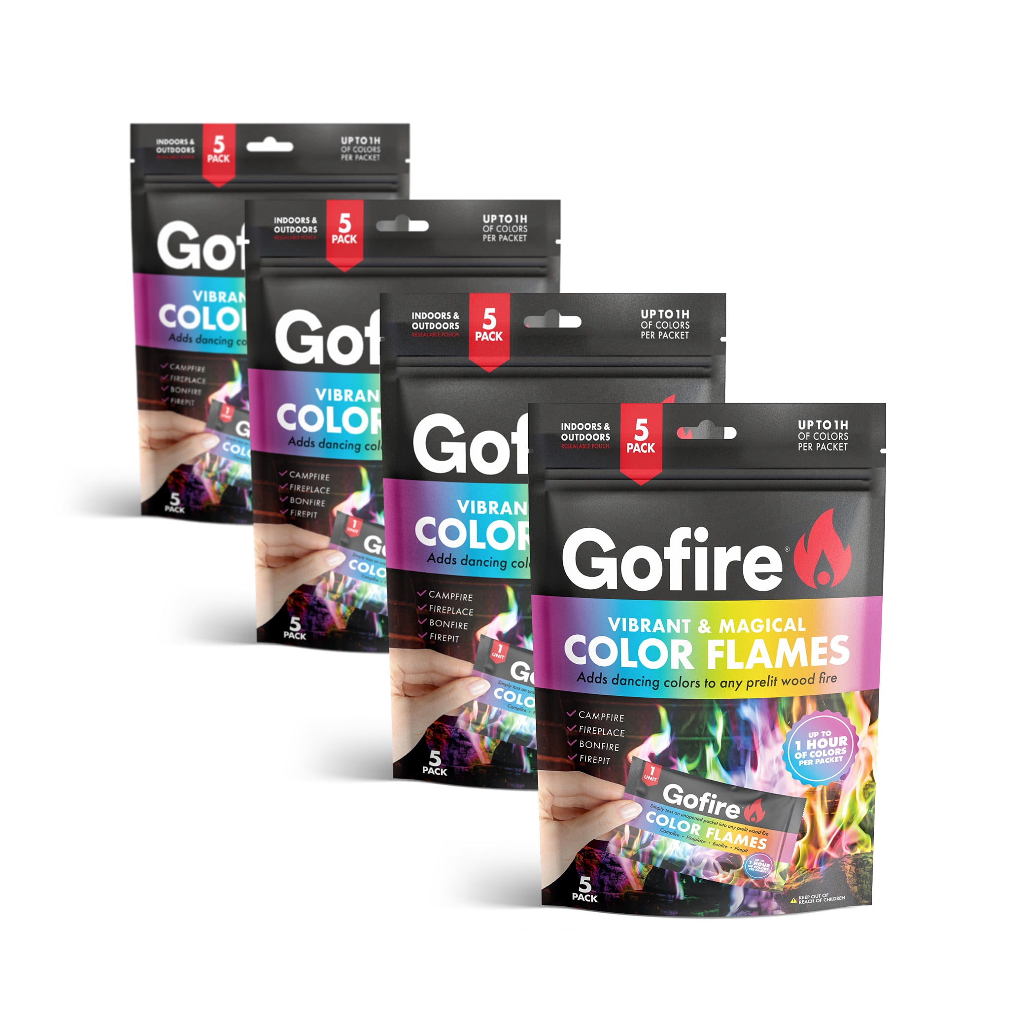 Gofire Northern Lights Color Flames 20 pack, for Campfires and Fireplaces. Features up to 60 Minutes of Magical Changing Colors.