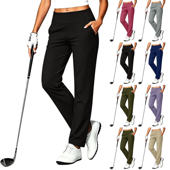 Gofl Leggings for Women Stretch High Waisted Straight Leg Casual Yoga Pants Work Golf Trousers with Pockets