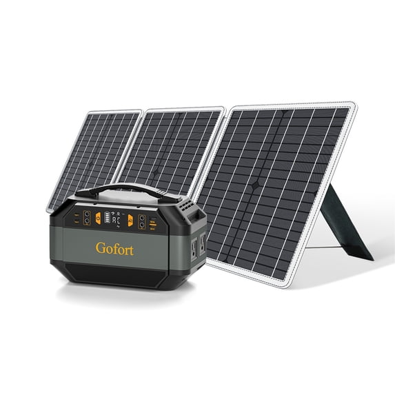 Gofort 330w Portable Power Station, 299wh Solar Generator Backup Power Compatible With 60w 18v Portable Solar Panel, Foldable Solar Charger With Usb, 18v Dc, Qc 3.0 Output