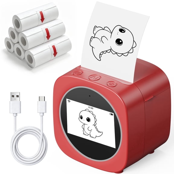 Gofunly AI Voice Printer for Kids, Portable Maker with Voice-to-Image Generation, Instant Thermal Printing Machine, Creative Toy Kit with 6 Rolls Paper