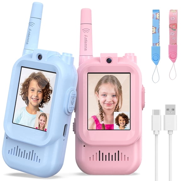 Gofunly Video Walkie Talkies for Kids, 2 Pack Rechargeable Video Walkie Talkies for Age 3-12 Boys Girls, 2.0” IPS Screen Display & Voice Changer, for Indoor Outdoor Travel Hiking