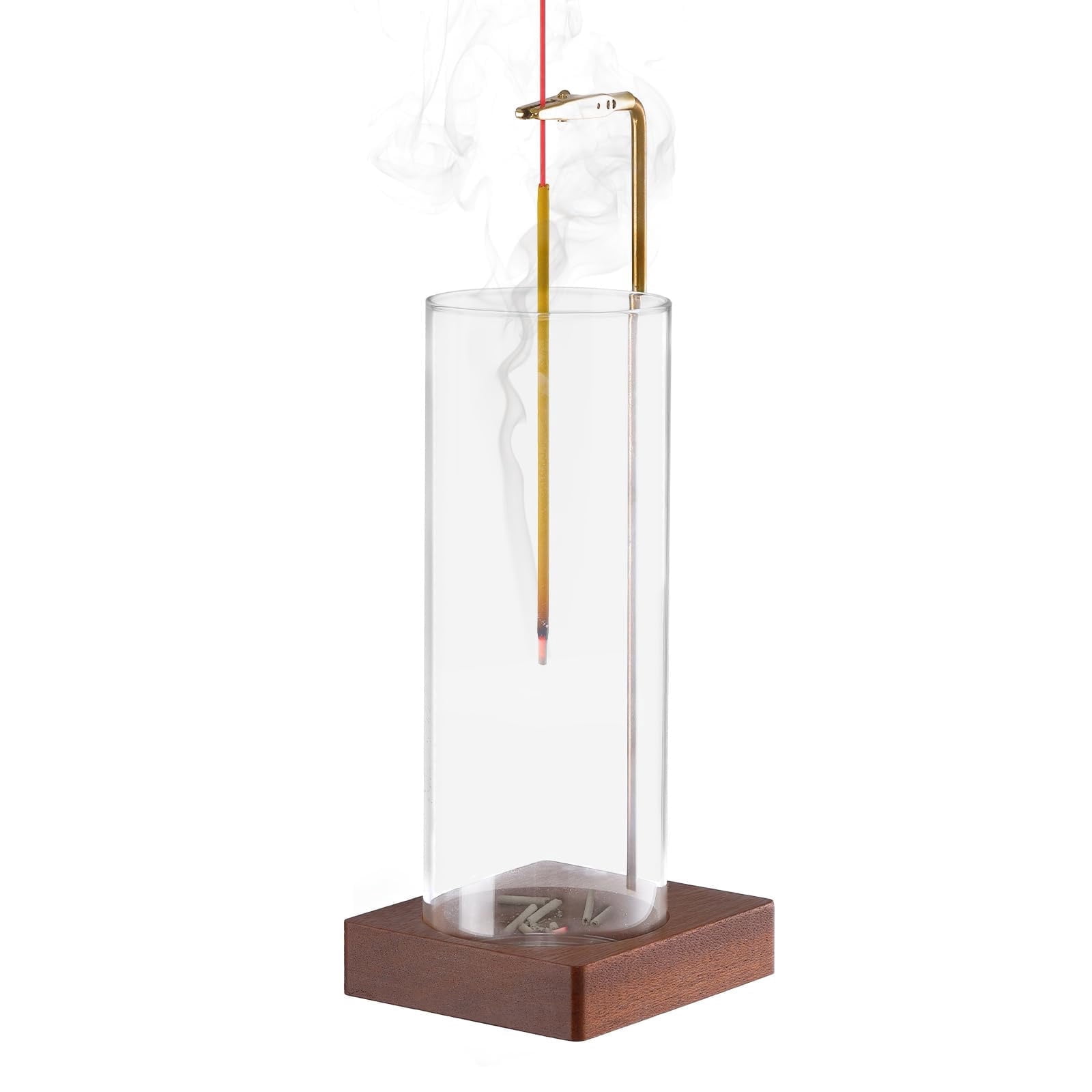 Gogcaro 1 Pack Incense Holder for Sticks, Insence-Stick Holder Ash Catcher with Removable Glass [Anti-Ash Flying], Mess-Free Incense Burner Holder, Perfect for Meditation Yoga Relaxation, Home Decor