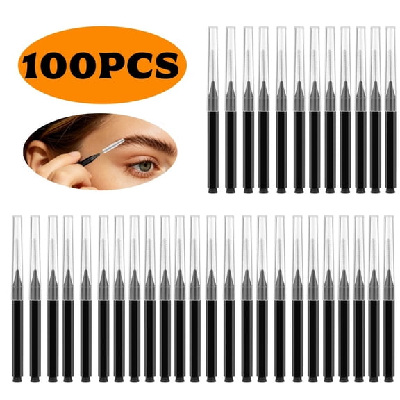 Gogcaro 100 Pcs Micro Eyebrow Brush, Eyebrow Spoolie Brow Lamination Brush Spoolies for Eyebrows Eyelash Brushes Lash Lift Tool for Eyebrows and Eyelashes Extensions, Tooth Cleaning Tool, Black