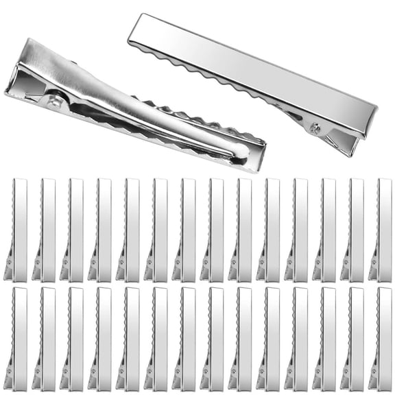 Gogcaro 100pcs Hair Clips, 100pcs 1.77 Inch Large Metal Hair Bow Clips Single Prong Silver Alligator Hair Clips for Bows Making Crafts for Styling DIY Craft Accessories(4.5cm)