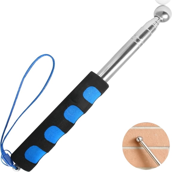 Gogcaro 120cm Extendable Telescopic Flag Pole Stick, Stainless Steel Multi-Purpose Hand Wand for Parade Concert Flag Holding, Horse Riding Guide, Wall & Flooring Inspection Tool, Blue