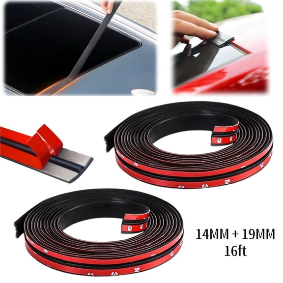 Gogcaro 32ft Car Windshield Rubber Seal Strip,Weather Stripping T-Shape Sealing Strip for Windshield, 14mm+19mm As a Set, Black