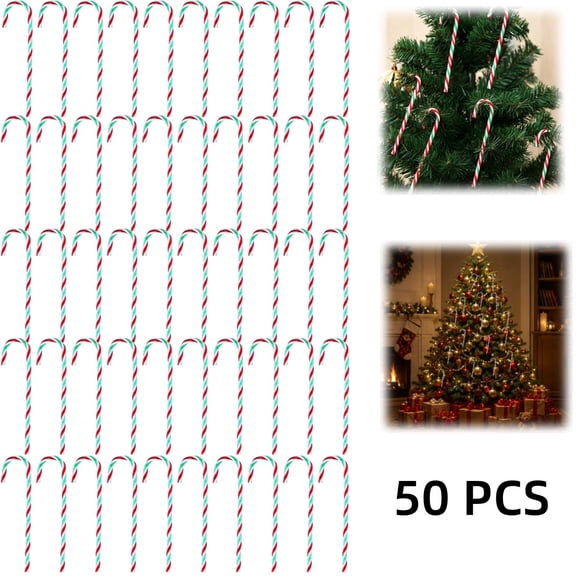 Gogcaro 48pcs Candy Cane Ornaments for Christmas Tree, 6" Plastic Twisted Crutch Ornaments, DIY Craft Home Xmas Decor