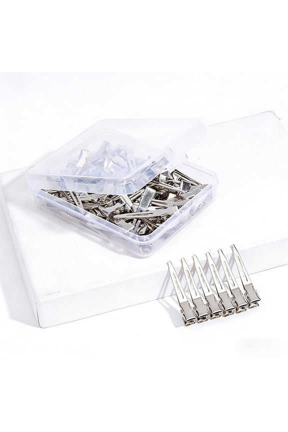 70 Pcs 1.77 Inch Single Prong Pin Curl Clips Women Styling, Silver Setting Section Hair Clips Metal Alligator Clips for Hair Extensions
