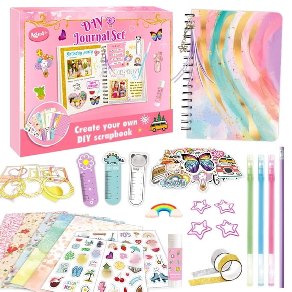 Gogcaro 74pcs Diary Sets, DIY Journal Kits for Tween & Teen Girls Ages 814, Scrapbook Journaling Set