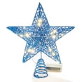 thumbnail image 1 of Gogcaro 8 inch Christmas Blue Star Tree Topper, Battery Powered Glitter Indoor Decor with LED Lights for Xmas Holiday Party Decorations, 1 of 7