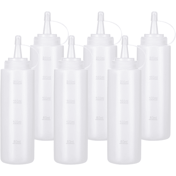 Gogcaro 8 oz Condiment Squeeze Bottles for Sauces - Leak Proof Oil, Syrup, Dressing Squirt Bottles - 6 Pack