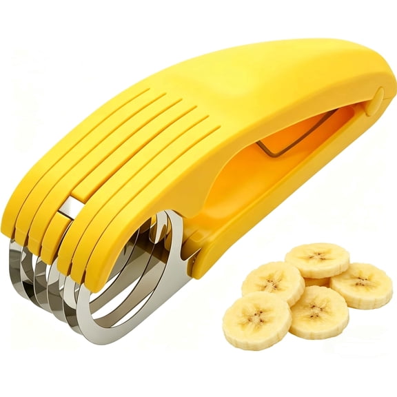 Gogcaro Banana Slicer Tool, Stainless Steel Fruit and Vegetable Cutter for Strawberry, Banana, EggYellow