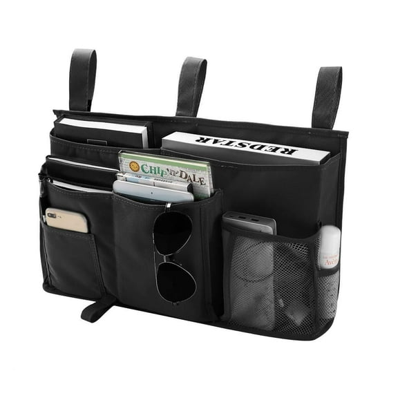 Gogcaro Bedside Caddy Bunk Bed Organizer Bedside Storage Organizer Hanging Bed Organizer Storage Bag Pocket for Bunk, Hospital Beds, College Dorm Rooms, Baby Bed Rails, Camp 8 Pockets (Black)
