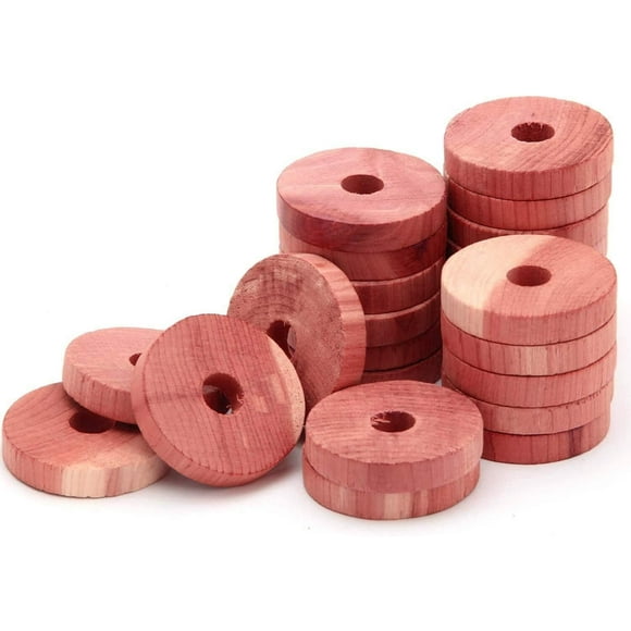 Gogcaro Cedar Blocks for Clothes Storage - 24 Pcs 100% Aromatic Cedar Rings, Cedar Accessories for Closets Storages, Cedar Blocks for Wardrobes Closets and Drawers