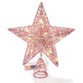 thumbnail image 1 of Gogcaro Christmas Star Tree Topper, 8inch Sequins Xmas Tree Topper, Star Treetop for Home Christmas Tree Decoration, LED Bulbs, Pink, 1 of 7