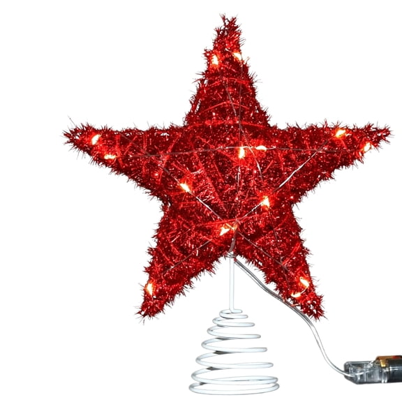 Gogcaro Christmas Tree Topper Star, Light-up Star Tree Topper for Christmas Tree Decoration (Red, 9.84" x 7.87")