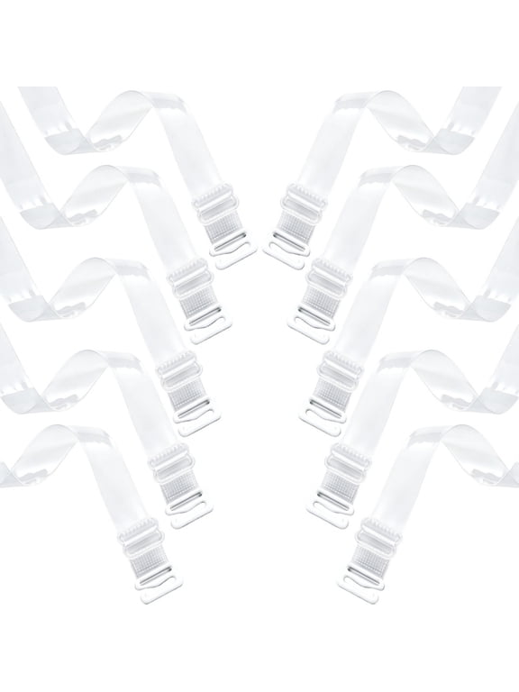 Clear Bra Straps, 5-Pairs Invisible Non-Slip Adjustable Transparent Bra Straps for Strapless Bra, Ballet Dance