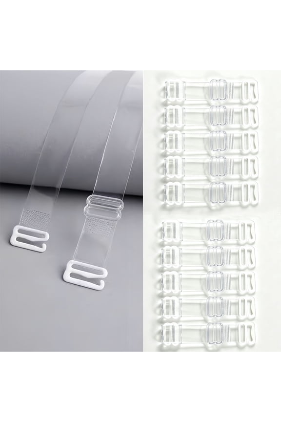 Clear Bra Straps, 5-Pairs Invisible Non-Slip Adjustable Transparent Bra Straps for Strapless Bra