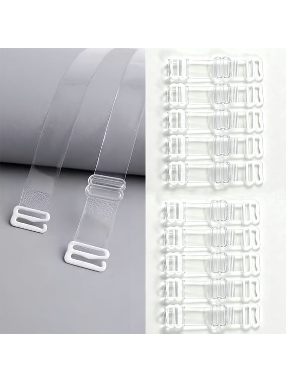 Clear Bra Straps, 5-Pairs Invisible Non-Slip Adjustable Transparent Bra Straps for Strapless Bra