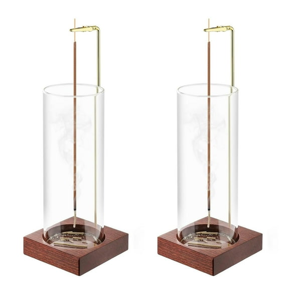 Gogcaro Incense Holder,Wooden Incense Holder for Sticks, Anti-ash Incense Burner with Glass Ash Catcher for Meditation Yoga Spa Gift Home Decor(2 Pack)