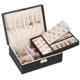 thumbnail image 1 of Gogcaro Jewelry Box Organizer for Women Girls, 2 Layer Large Men Jewelry Storage Case, PU Leather Display Jewellery Holder with Removable Tray for Necklace Earrings Rings Bracelets, Black, 1 of 7