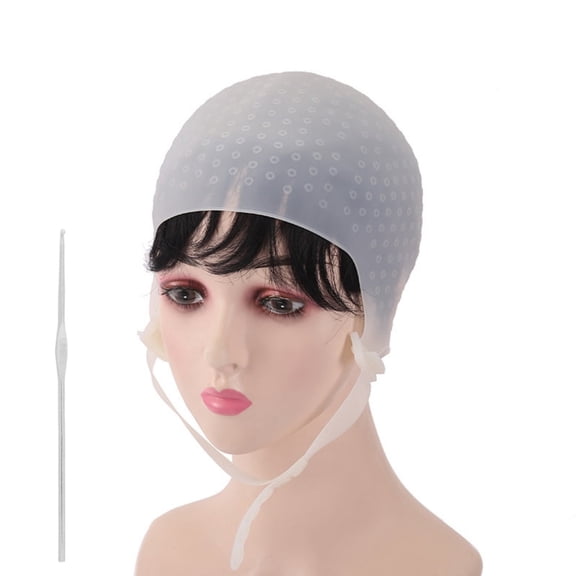 Gogcaro Pre Holes Highlight Hair Cap Reusable Silicone Hair Highlighting Cap with Needle Professional Tools Styling for Hair Dyeing Hair