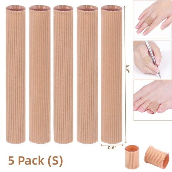 Gogcaro Toe Tube Sleeve Protector, 5pcs Cuttable Toe Protector for Bunion, Hammer Toe, Callus Corn (Small)
