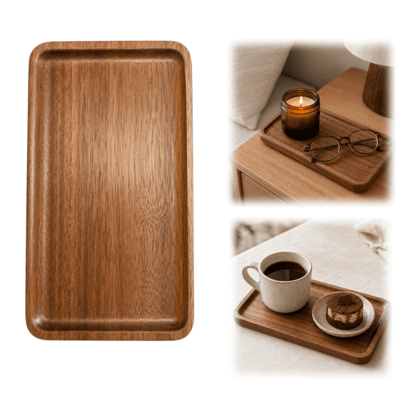 Gogcaro Wooden Tray, 7.5" x 4.1" Small Charcuterie Boards, Rectangular Wooden Serving Platter for Candles, Perfume, Snacks