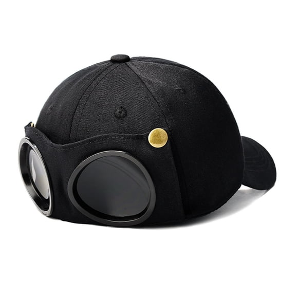 Goggle Accent Baseball Cap With Curved Brim, Casual Headwear for Outdoor Activities, Travel, and Daily Commuting