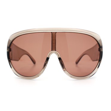 Goggle Style Oversized Shield Sunglasses - XL Retro Racer Plastic Frames