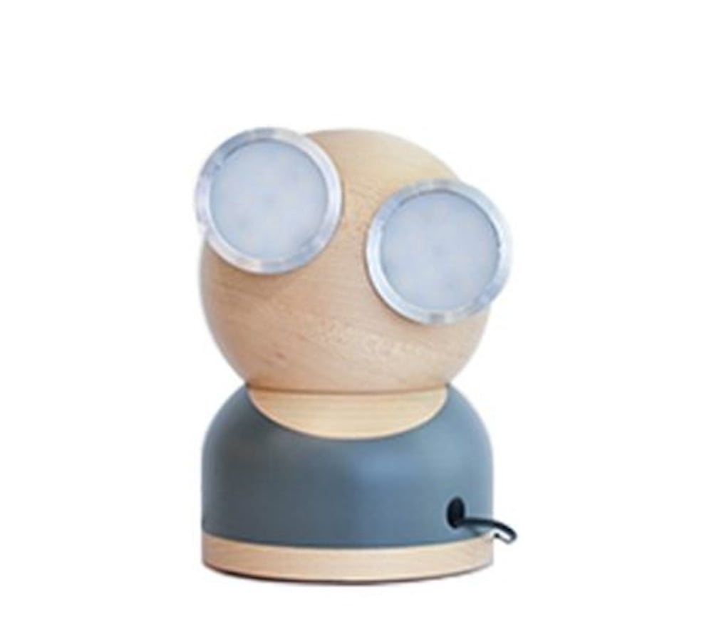 DesignNest Goggle Lamp Mr Watt Portable LED Real Wood Desk Lamp, Touch Control, 360° Rotating Table Lamp USB-C Rechargeable Full Range Dimming Home Bedroom Office Gift