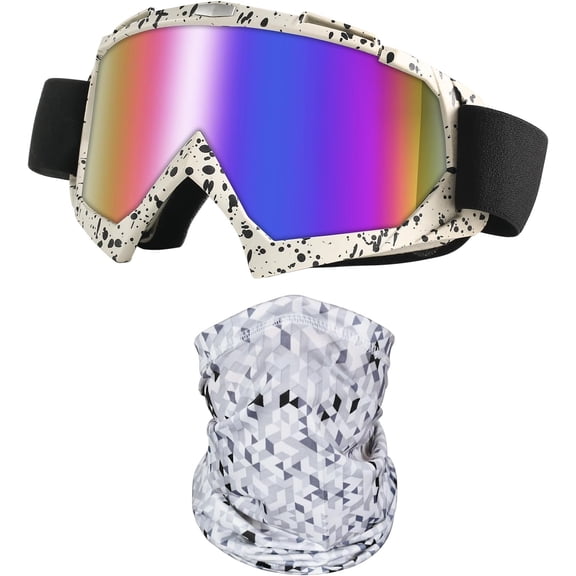 Goggles Dirt  ATV Off-Road Riding Motocross Glasses with Sun UV Protection  Gaiter  Cover