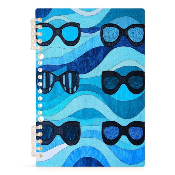 Goggles on Waves A5 8.3x5.7in PP Notebook, Adjustable Rings, 60 Sheets, Diary or Journey Note