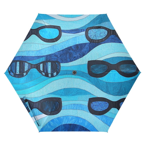 Goggles on Waves Folding Umbrella UV50+ Waterproof Sun Protection Auto Open Close Compact Fiberglass Frame
