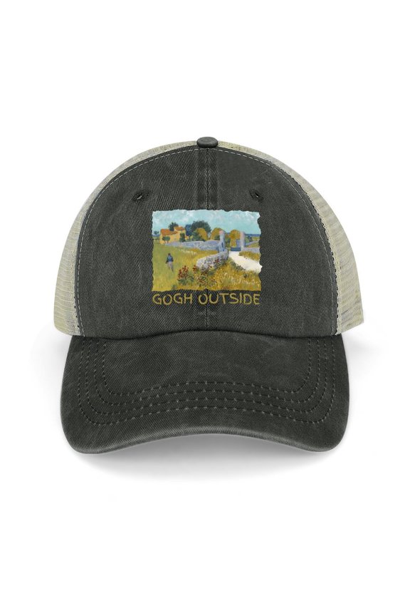 Gogh Outside Black Hat Adjustable Funny Fashion Unisex Baseball Cap for Men Women