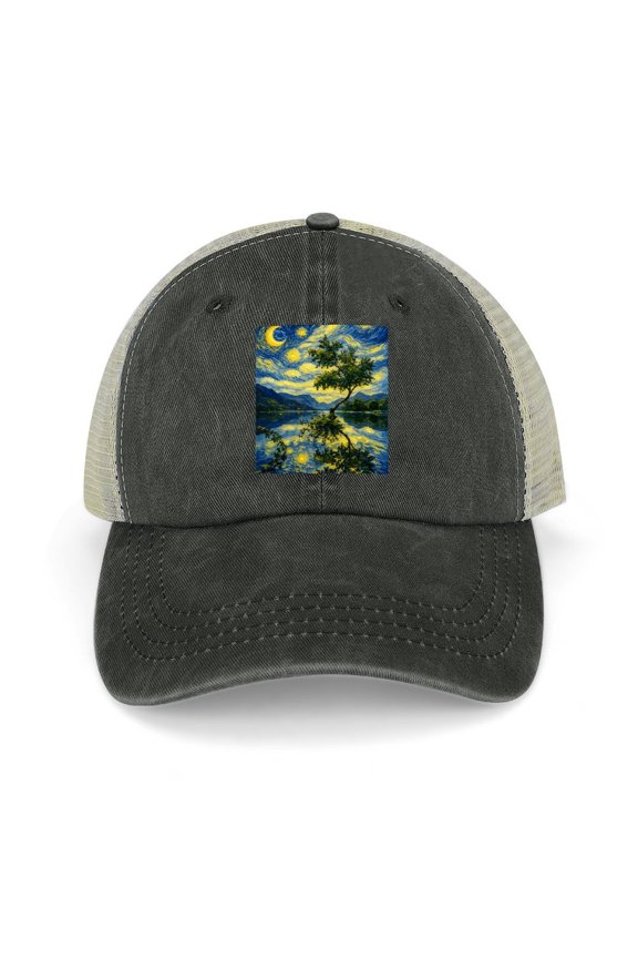 Gogh Outside Black Hat Adjustable Funny Fashion Unisex Baseball Cap for Men Women