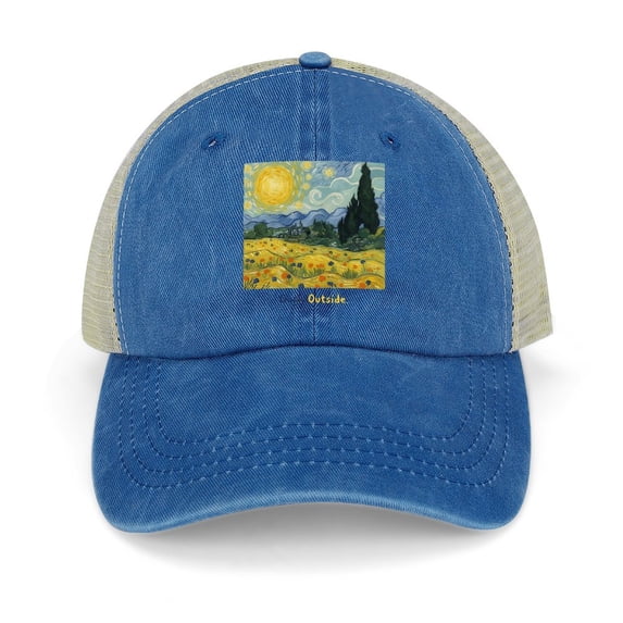 Gogh Outside Dark Blue Hat Adjustable Funny Fashion Unisex Baseball Cap for Men Women