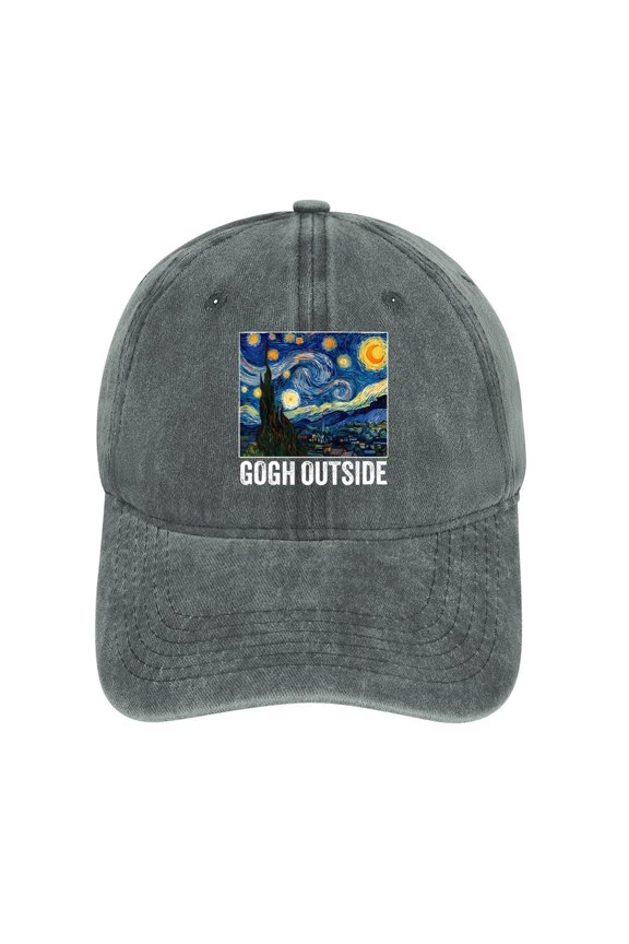 Gogh Outside Gray Hat Adjustable Funny Fashion Unisex Baseball Cap for Men Women