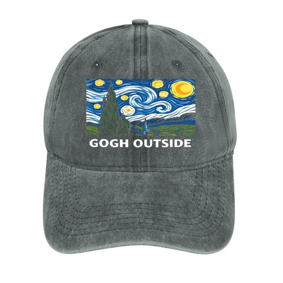 Gogh Outside Gray Hat Adjustable Funny Fashion Unisex Baseball Cap for Men Women