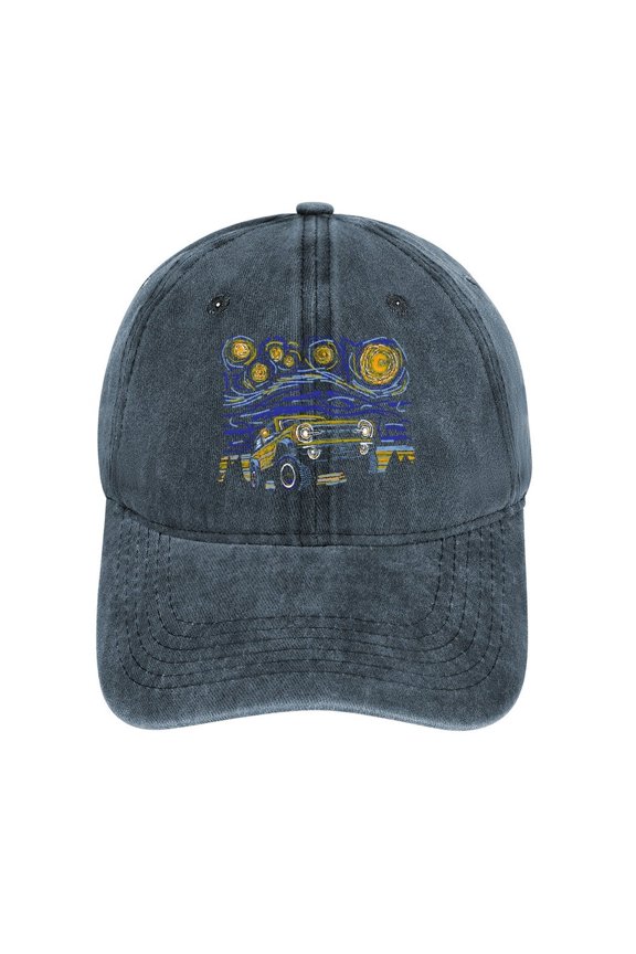 Gogh Outside Navy Hat Adjustable Funny Fashion Unisex Baseball Cap for Men Women