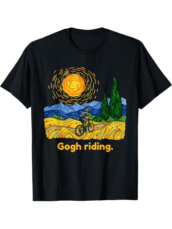 Gogh Riding Funny Cycling Van Gogh Art Bike T-Shirt BLACK Unisex S-5XL Hot Trending Shirt, Vintage Birthday Gift