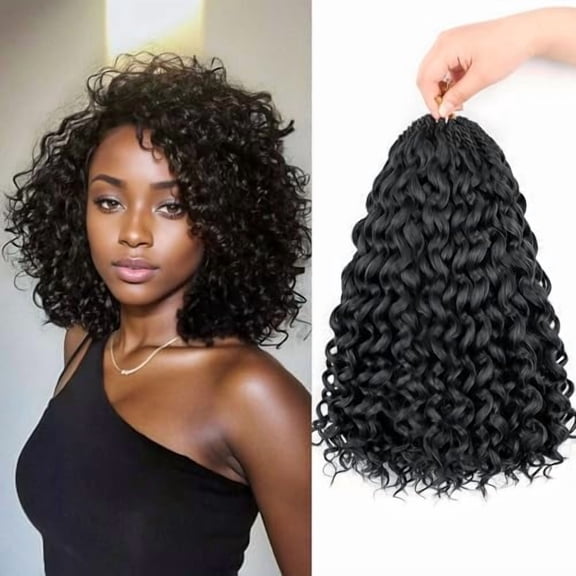 Gogo Curl Crochet Hair Protein Fiber Close to Human Hair Gogo Curl Synthetic Braiding Hair Extensions, Ombre Bohemian Deep Twist 8-Inch 7-Packs for Black Women  Hair Care(1B, 8Inch)