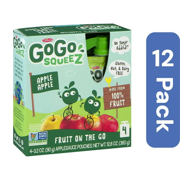 Gogo Squeez Natural Applesauce Apple 4-Pack 12.8 oz (Pack Of 12)