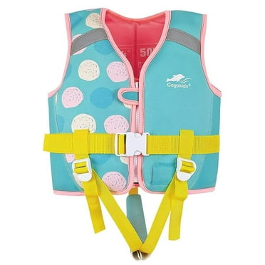 Gogokids Kids Life Jacket Swim Vest Float Swimming Aid with Adjustable Safety Strap, Toddler Children Buoyancy Swimwear Trainer Vests for Boys/Girls Age 2-6 Years